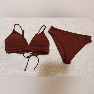 CUPSHE Women Bikini Set Solid Color Sexy Triangle Top
